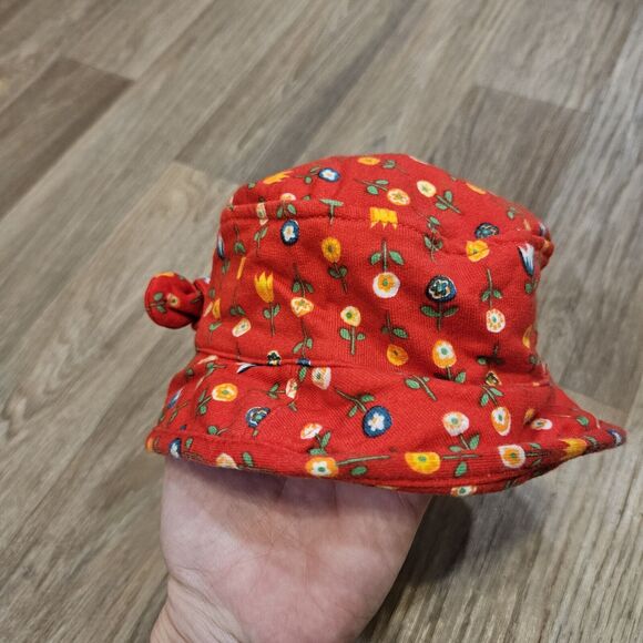 Vtg The Limited Bucket Hat Baby Size S 6-12mos Red Orange Retro Cottage Boho - Picture 4 of 9